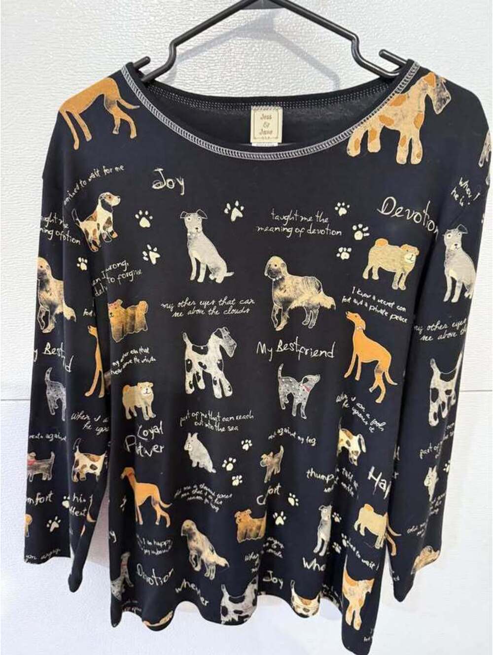 Jess & Jane 'My Best Friend' Dog Print Top, Size Large